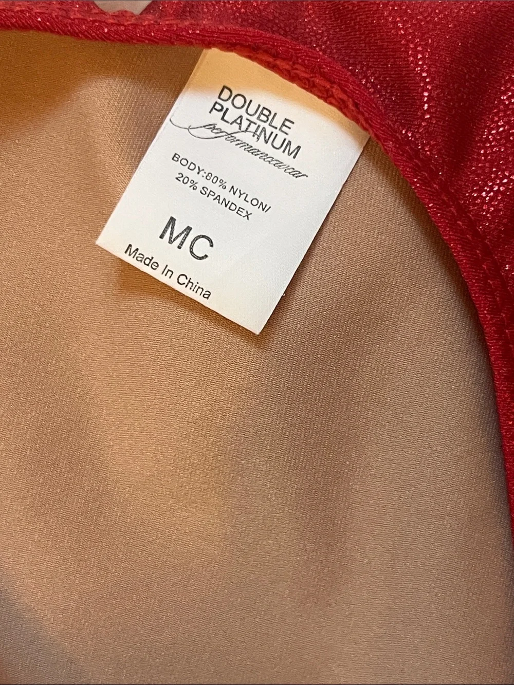 Double Platinum Red Long-Sleeve One-Piece Leotard